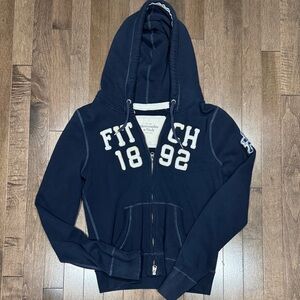 Abercrombie & Fitch Dark Blue Zip-Up with Cream Accents